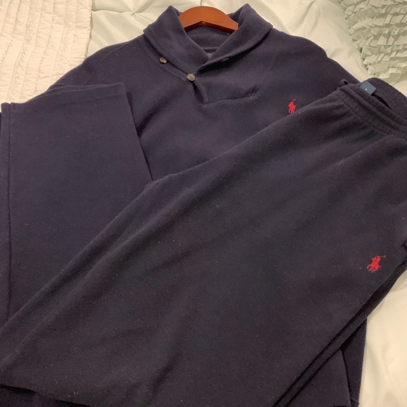 Polo Navy Cardigan With Matching Pants 
